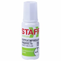 Корректирующая жидкость STAFF "Everyday" быстросохнущая, 15 мл, с кисточкой, 229398 - фото 13564127