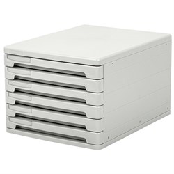 Блок из 6 закрытых лотков для бумаги, настольный, ERICH KRAUSE, А4+, 210х270х365 мм, серый, 63 - фото 13564208