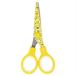 Ножницы 130 мм с цветной печатью "Смайлики", жёлто-белые, закругленные, BRAUBERG KIDS, 232274 - фото 13564225