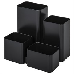 Подставка-органайзер BRAUBERG COMPACT, 4 отделения, 92х114х102 мм, черная, 238102 - фото 13564936