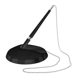 Ручка шариковая настольная BRAUBERG "Стенд-Пен Блэк 2", СИНЯЯ, цепочка, корпус черный, линия письма 0,5 мм, 141347 - фото 13570805