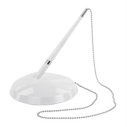 Ручка шариковая настольная BRAUBERG "Стенд-Пен Уайт2", СИНЯЯ, цепочка, корпус белый, линия письма 0,5 мм, 141348 - фото 13570806