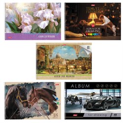 Альбом для рисования, А4, 48 листов, спираль, обложка картон, HATBER, 205х300 мм, "Ассорти (5 видов)", 051886, 48А4Всп - фото 13588059