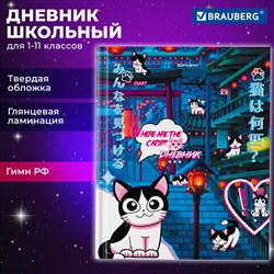 Дневник 1-11 класс 40 л., твердый, BRAUBERG, глянцевая ламинация, "Где котик?", 106858 - фото 13588426