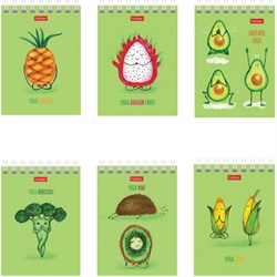 Блокнот МАЛЫЙ ФОРМАТ А7 75х105 мм, 60 л., гребень, картон, клетка, HATBER, "Йога-Фитнес", 066625, 60Б7В1гр - фото 13588802