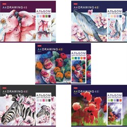 Альбом для рисования, А4, 48 листов, скоба, обложка картон, HATBER, 205х290 мм, "Акварельная палитра", 067588, 48А4В - фото 13588837