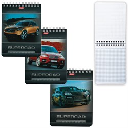 Блокнот МАЛЫЙ ФОРМАТ А6 110х145 мм, 40 л., гребень, лакированная обложка, клетка, HATBER, "Машины", 004666, 40Б6B1гр - фото 13589206