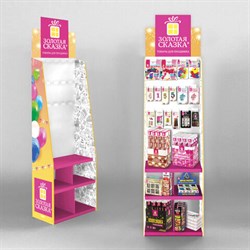 Стойка для размещения товара напольная усиленная ЗОЛОТАЯ СКАЗКА, 200х60х40 см, 3 полки, 18 крючков, 504872 - фото 13590031