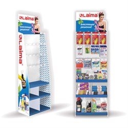 Стойка для размещения товара напольная усиленная LAIMA, 200х70х40 см, 3 полки, 18 крючков, 504873 - фото 13590032