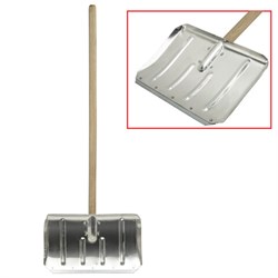 Лопата снеговая 49х30см, алюминиевая усиленная ребрами жесткости, ДЕРЕВЯННЫЙ черенок 120см, армирующая металлическая планка на клепках, ЛТСЕ - фото 13597451