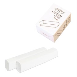 Мел белый квадратный 12 штук, АЛГЕМ, картонная упаковка, НМБ-12 - фото 13601606