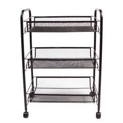 Этажерка (тележка) BRABIX офисно-бытовая 3 яруса, на колесах, металл, черная, 43,5х26х62,5 см, 603751 - фото 13601873