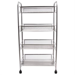 Этажерка (тележка) BRABIX офисно-бытовая 4 яруса, на колесах, металл, серебристая, 43,5х26х83,5 см, 603754 - фото 13601876