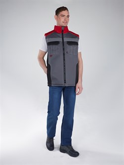 Жилет утепленный Вектрон СОП (тк.Смесовая,240), серый/черный/красный - фото 13608078