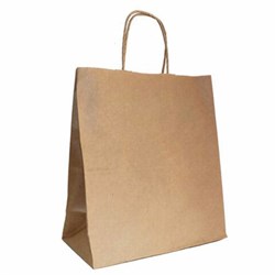 Крафт-пакет бумажный 22х12х25 см, крученые ручки, плотность 90 г/м2 - фото 13622063