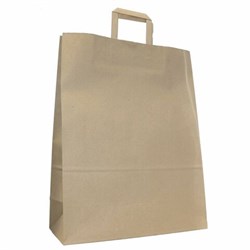 Крафт-пакет бумажный 24х14х29 см, плоские ручки, плотность 90 г/м2, 110517 - фото 13622064