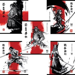 Тетрадь А5 48 л., ПЗБМ, скоба, клетка, TWIN-лак, "Самурай", (5 видов), 24109 - фото 13625063