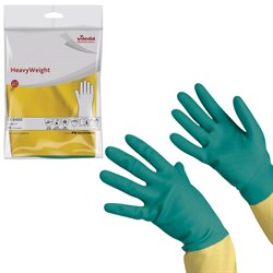 Перчатки МНОГОРАЗОВЫЕ латексные VILEDA, х/б напыление, СВЕРХПРОЧНЫЕ (неопрен), размер 7,5-8, M (средний), зелено-желтые, вес 120 г, 174305 - фото 13644780