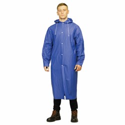 Дождевик-плащ синий на кнопках, EVA, многоразовый, прочный, универсальный размер, Komfi, 23319 - фото 13645487
