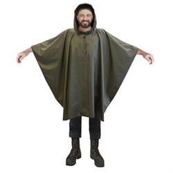 Дождевик-пончо хаки на кнопках многоразовый с ПВХ покрытием и мешком для хранения ГРАНДМАСТЕР, 610882 - фото 13645497