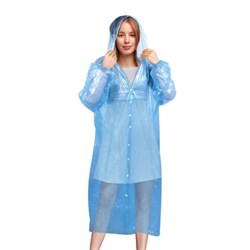 Дождевик-плащ синий на кнопках полиэтиленовый, универсальный размер 120x80 см, SHAMAANI (ШАМААНИ), 610929 - фото 13650217