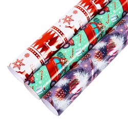 Бумага упаковочная новогодняя НАБОР 3 шт. "HoHo XMAS", С ЭФФЕКТАМИ, 70х100 см, ЗОЛОТАЯ СКАЗКА, 592191 - фото 13666353