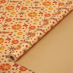 Бумага упаковочная крафт BIG SIZE новогодняя "Апельсин & Корица", 0,7х10 м, ЗОЛОТАЯ СКАЗКА, 592192 - фото 13666354