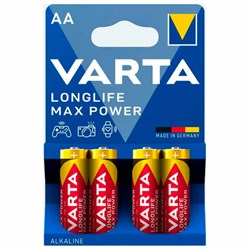 Батарейки алкалиновые "пальчиковые" КОМПЛЕКТ 4 шт., VARTA LONGLIFE MAX POWER, АА (LR6, 24А), блистер, 4706101404 - фото 13681240