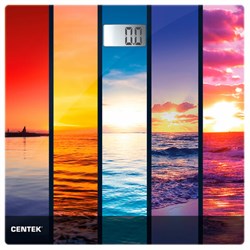 Весы напольные CENTEK CT-2421 "Закат", электронные, вес до 180 кг, квадрат, стекло, с рисунком, CT-2421 Закат - фото 13681254