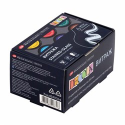 Краски акриловые для витража "Декола", 6 цветов по 20 мл, в банках, Невская Палитра, 42411064 - фото 13686915