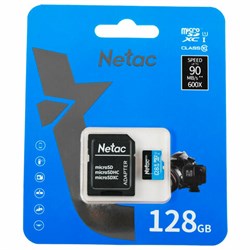 Карта памяти microSDXC 128 ГБ, NETAC P500 Standard, UHS-I U3, 128 Мб/с, (class 10), NT02P500PRO-128G-S - фото 13695245