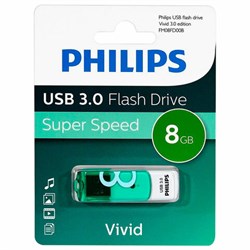 Флеш-диск 8 GB PHILIPS VIVID, разъем USB 3.0, зеленый, FM08FD00B/97 - фото 13695278