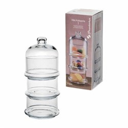 Менажница этажерка с крышкой, 3 емкости, высота 222 мм, стекло, PASABAHCE "VILLA PATISSERIE", фирменная подарочная упаковка, 96986 - фото 13695567