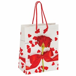 Пакет подарочный (1 штука) 18x10x23 см, ЗОЛОТАЯ СКАЗКА "Роза с лентой", ламинированный, 606574 - фото 13701205