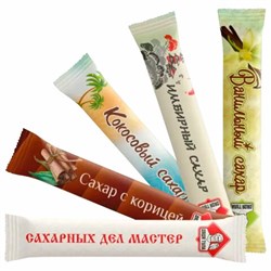 Сахар порционный, микс вкусов в стиках (ваниль, имбирь, кокос, корица, белый), 1 кг - фото 13701350