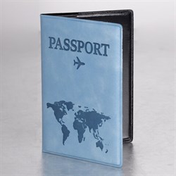 Обложка для паспорта "Passport Map", мягкая экокожа, голубая, STAFF, 238877 - фото 13705297