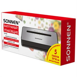 Вакууматор/вакуумный упаковщик SONNEN VS-903, 5 режимов, 12 л/мин, 110 Вт, до 30 см, сухие/влажные продукты, 456339 - фото 13705844