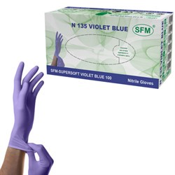 Перчатки нитриловые смотровые SFM Supersoft N135, Германия, 100 пар (200 штук), размер 7-8, M (средний), фиолетовые - фото 13706224