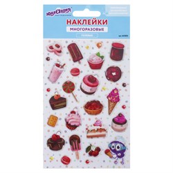 Наклейки гелевые "Сладости", многоразовые, с тиснением фольгой, 10х15 см, ЮНЛАНДИЯ, 661820 - фото 13706299