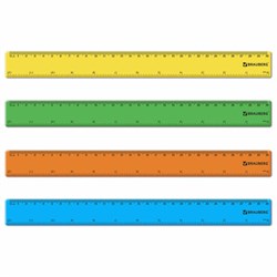 Линейка пластиковая 30 см, BRAUBERG, неоновая, ассорти, 210839 - фото 13711076