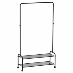 Вешалка для плечиков "Валенсия-32М", 1620х915х300 мм, 2 полки, передвижная, металл, черная, ВГВ32М Ч - фото 13711308
