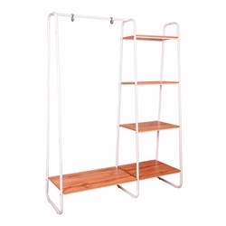 Вешалка-стеллаж "Скандинавия-1", 1470х1100х385 мм, 5 полок, металл/ЛДСП, белая/дуб, ГСС1 Б - фото 13711313