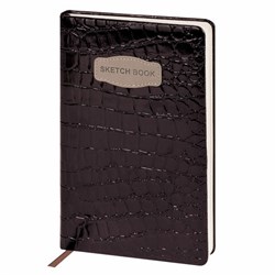 Скетчбук, слоновая кость 140 г/м2, 130х210 мм, 80 л., КОЖЗАМ, резинка, BRAUBERG ART CLASSIC, CROCO, коричневый, 116471 - фото 13712977
