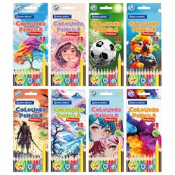 Карандаши цветные "АССОРТИ 8 ДИЗАЙНОВ 7-14 лет", 12 цветов, трехгранные, BRAUBERG, 182056 - фото 13714800