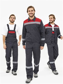 Костюм Лигор-2 Премиум СОП (тк.Смесовая,240) п/к, т.серый/красный - фото 13740843