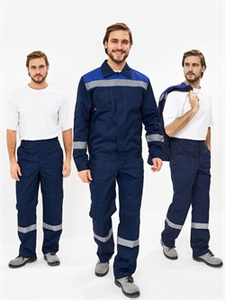 Костюм Лигор-1 Премиум СОП (тк.Смесовая,240) брюки, т.синий/васильковый - фото 13740909