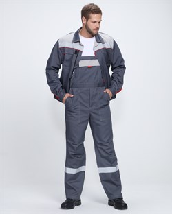 Костюм Флофт-2 Премиум СОП (тк.Смесовая,240) п/к, т.серый/серый/красный - фото 13741252