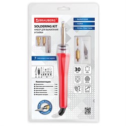 Набор для выжигания и пайки BRAUBERG, 6 насадок + нож для резки пластика, красный, 150621 - фото 13743481