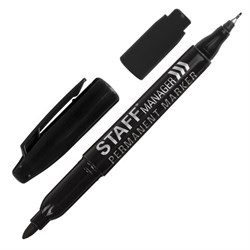 Маркер перманентный двусторонний STAFF "Manager" PM-625, ЧЕРНЫЙ, наконечники 0,8 мм / 2,2 мм, 151625 - фото 13743523