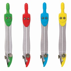 Циркуль с защитным колпачком BRAUBERG "Klasse", 115 мм, пластиковый пенал, ассорти, дисплей, 210526 - фото 13743963